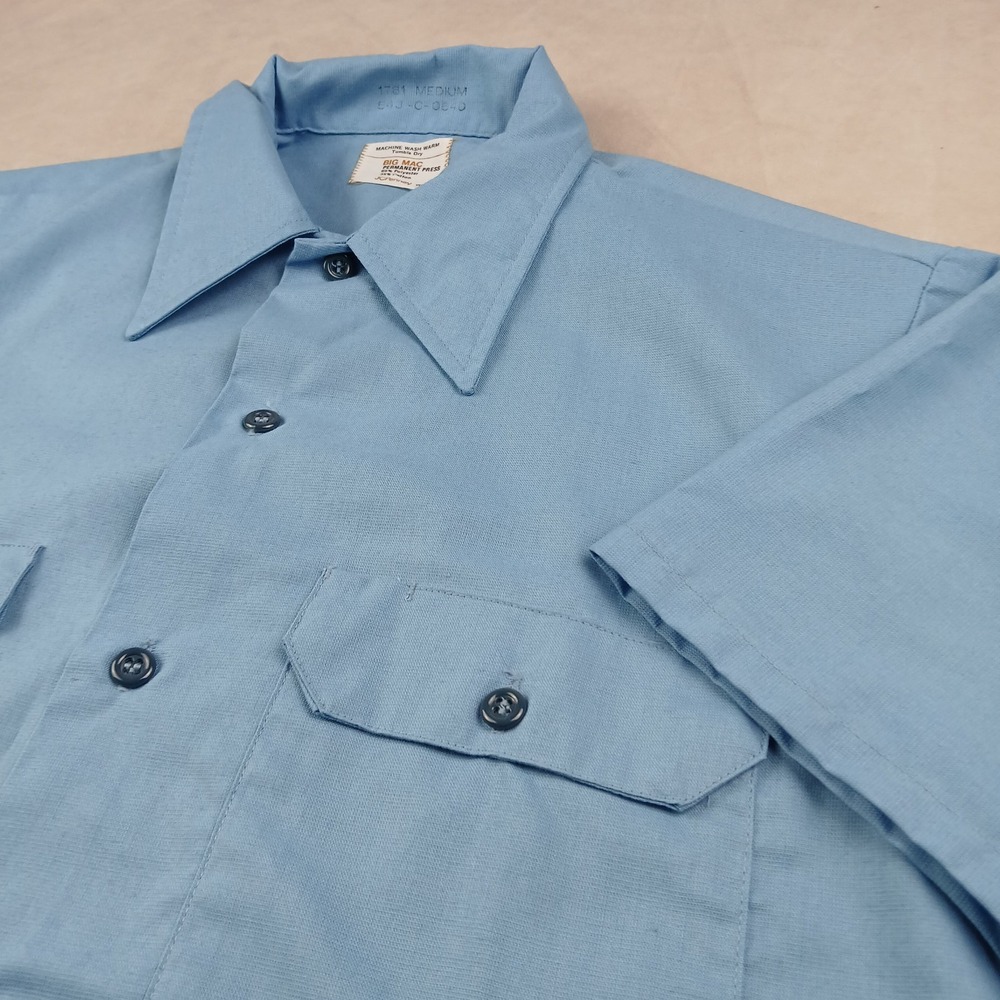 Vintage 70s BIG MAC JC Penny Medium Mens Shirt Chambray 21x28 **Fits A Small **